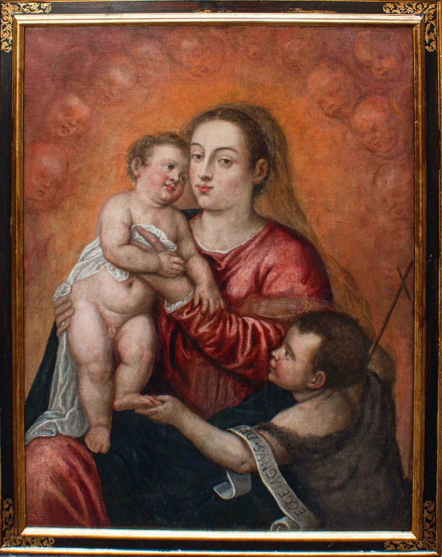 Escuela de Tiziano, (Pieve di Cadore, 1488/1490 – Venecia, 1576), Virgen con el Niño y San Juanito